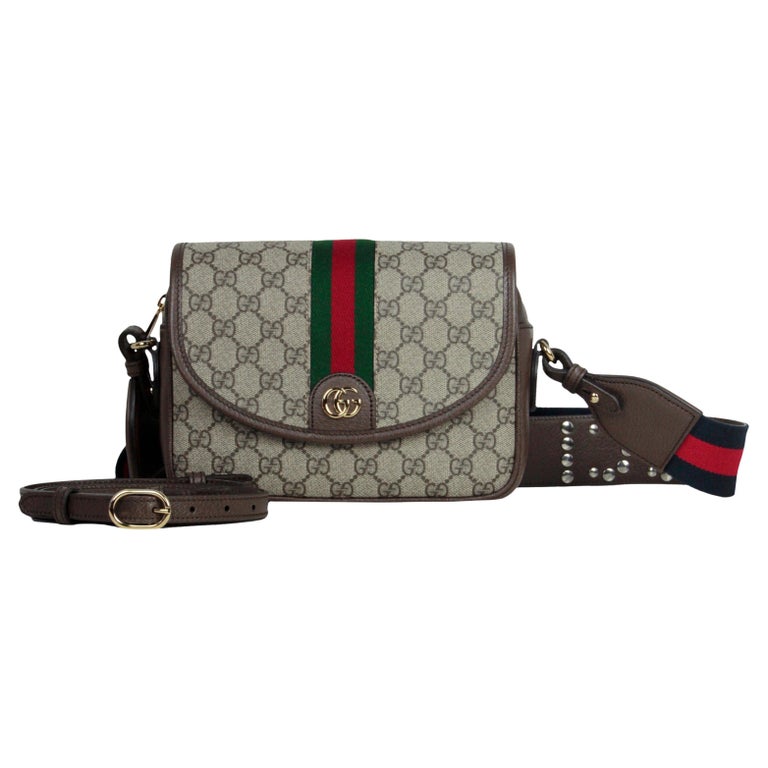 Gucci Like New Beige/Ebony Ophidia Mini GG Supreme Crossbody Shoulder Bag  For Sale at 1stDibs