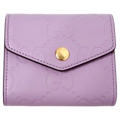 Gucci Lilac GG Embossed Leather Tri-Fold Square Wallet