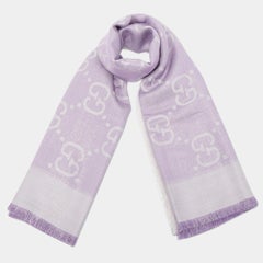 Gucci Lilac GG Lamé Jacquard Wool & Silk Shawl