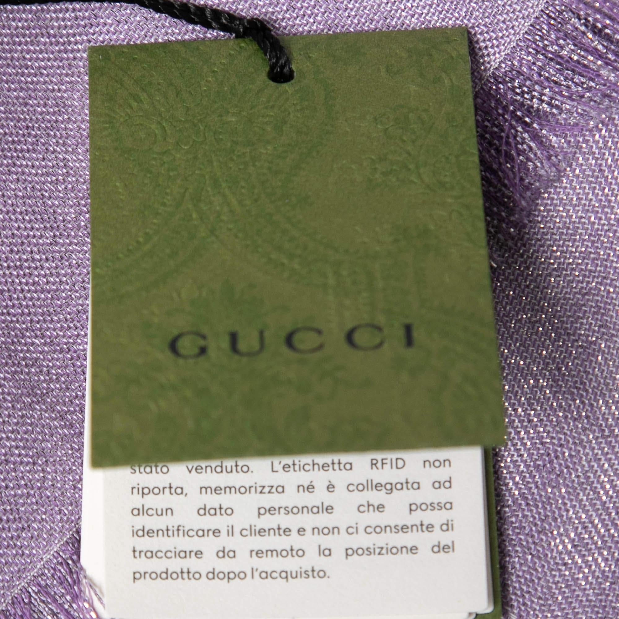Women's Gucci Lilac GG Lamé Jacquard Wool & Silk Shawl