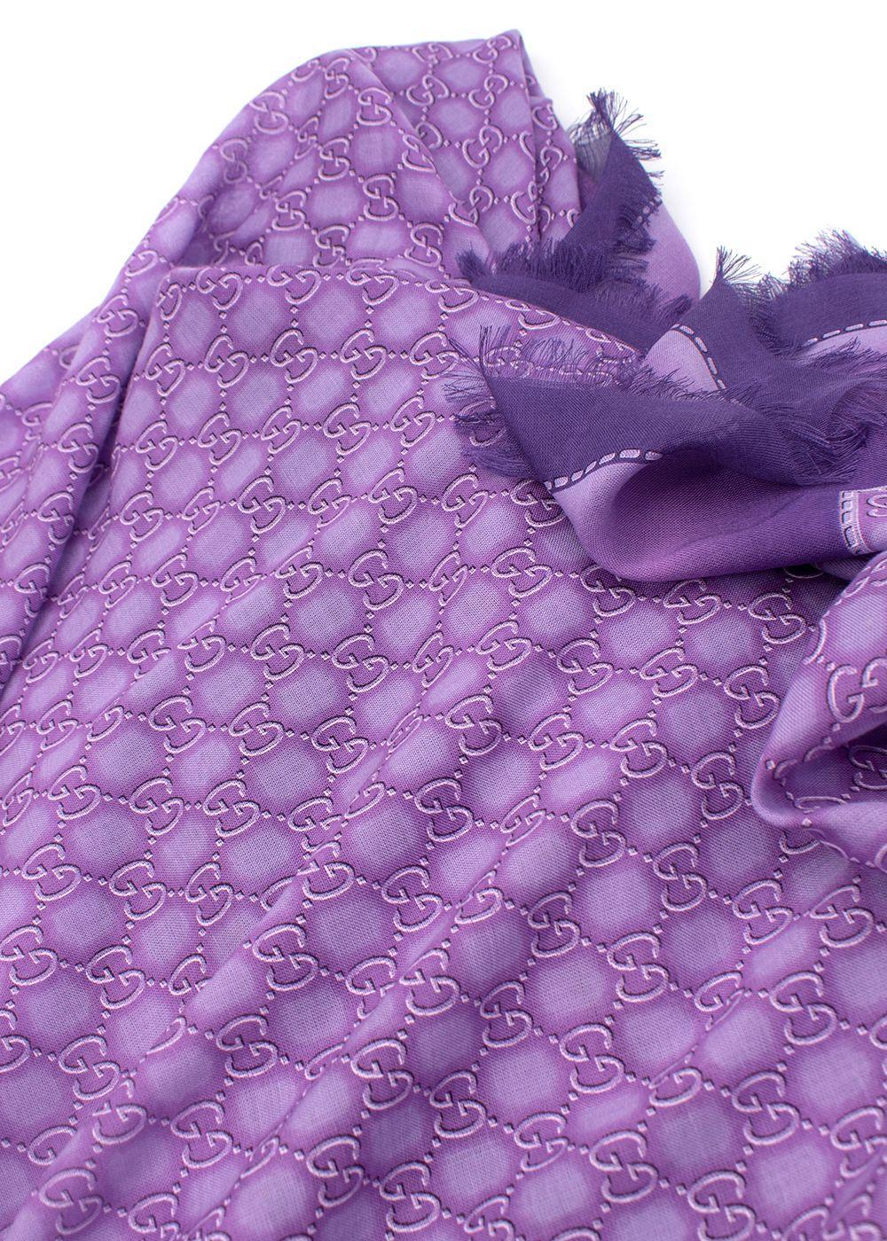 Purple Gucci Lilac GG Monogram Silk-Blend Shawl