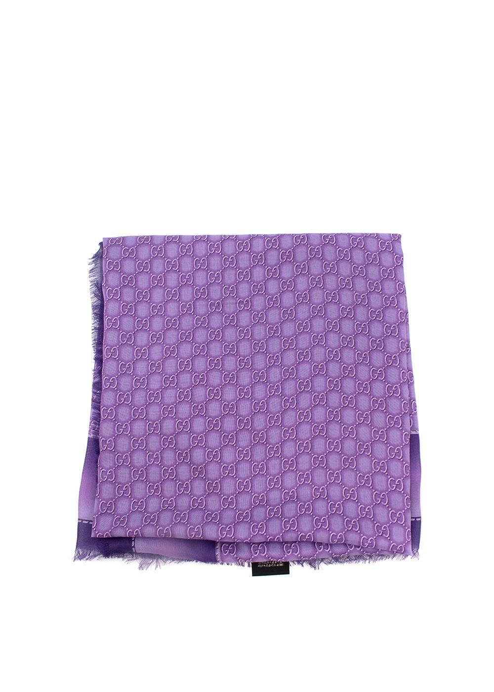 Gucci Lilac GG Monogram Silk-Blend Shawl In New Condition In London, GB