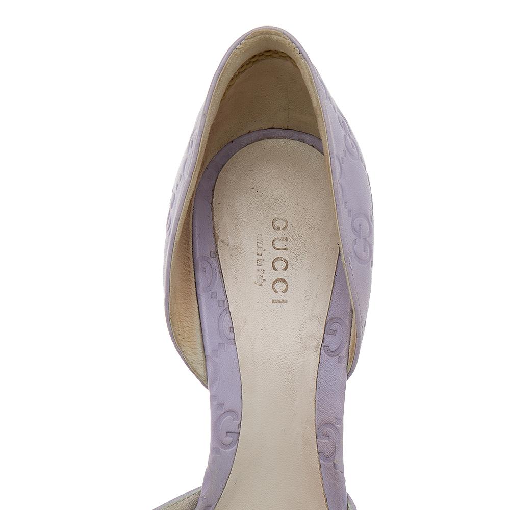 Gray Gucci Lilac Guccissima Leather Horsebit D'orsay Pumps Size 38.5