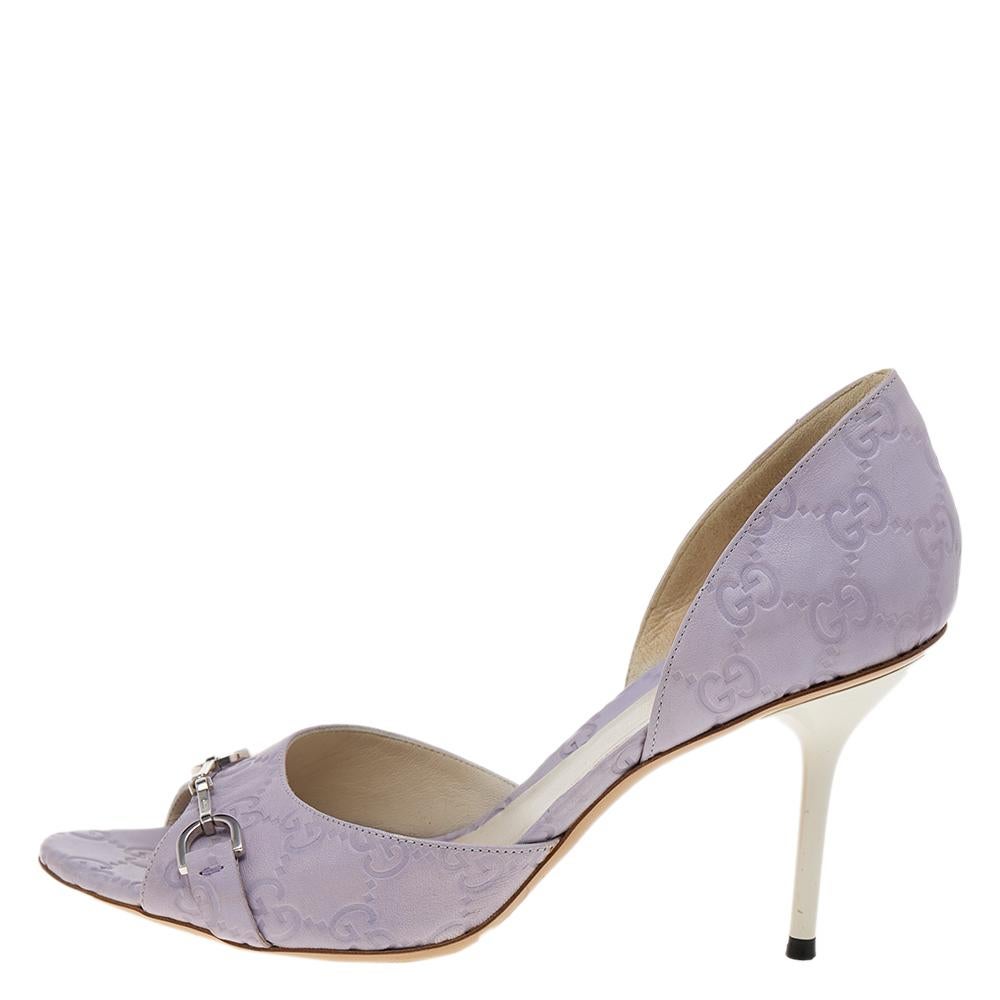 Gucci Lilac Guccissima Leather Horsebit D'orsay Pumps Size 38.5 2