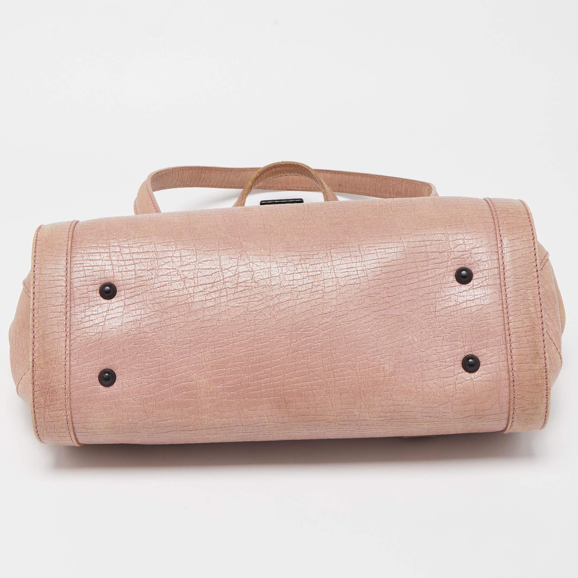 Gucci Lilac Leather Bamboo Bullet Satchel For Sale 8