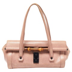 Gucci Lilac Leather Bamboo Bullet Satchel