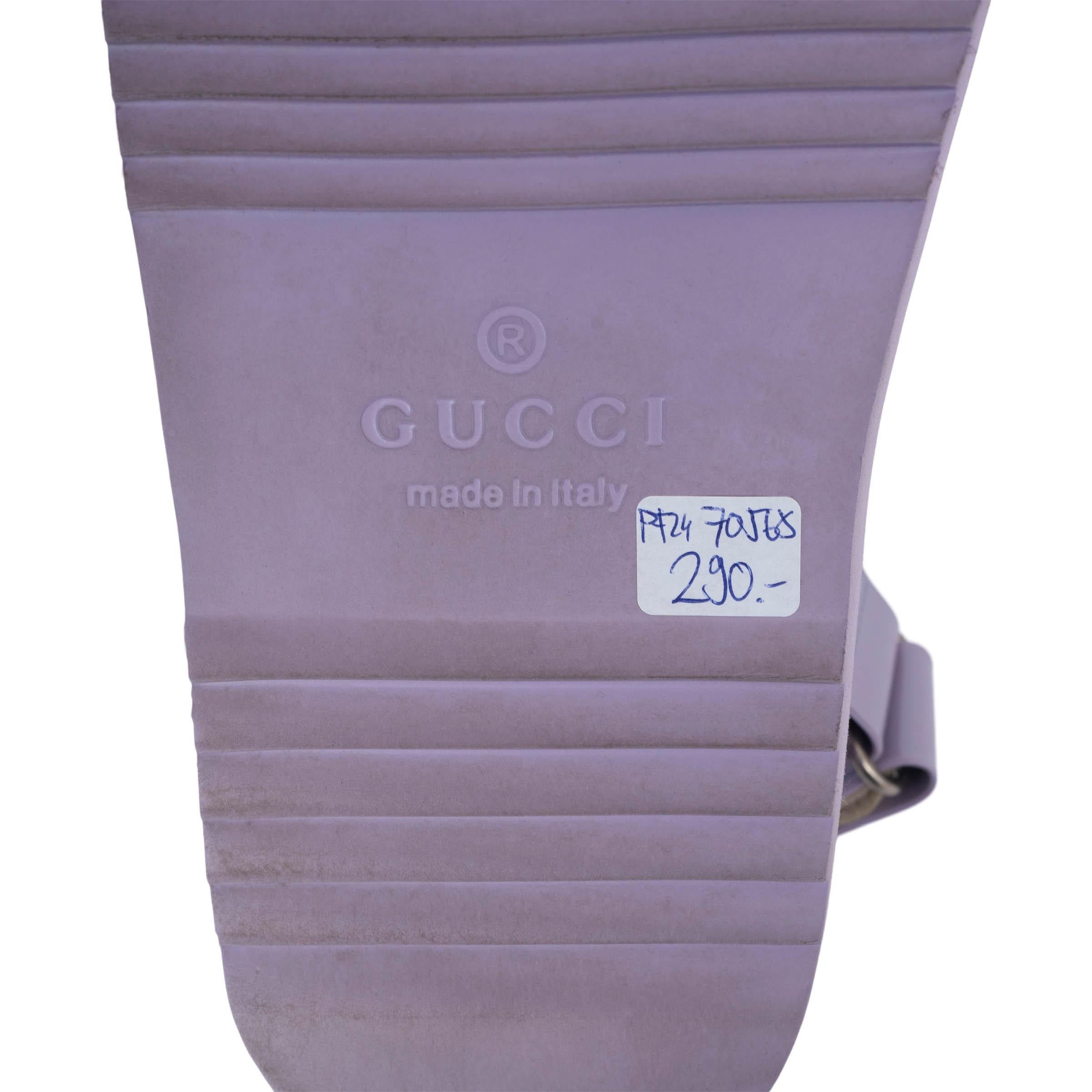 GUCCI lilac rubber 2021 ISLA DOUBLE STRAP Sandals Shoes 37 For Sale 3