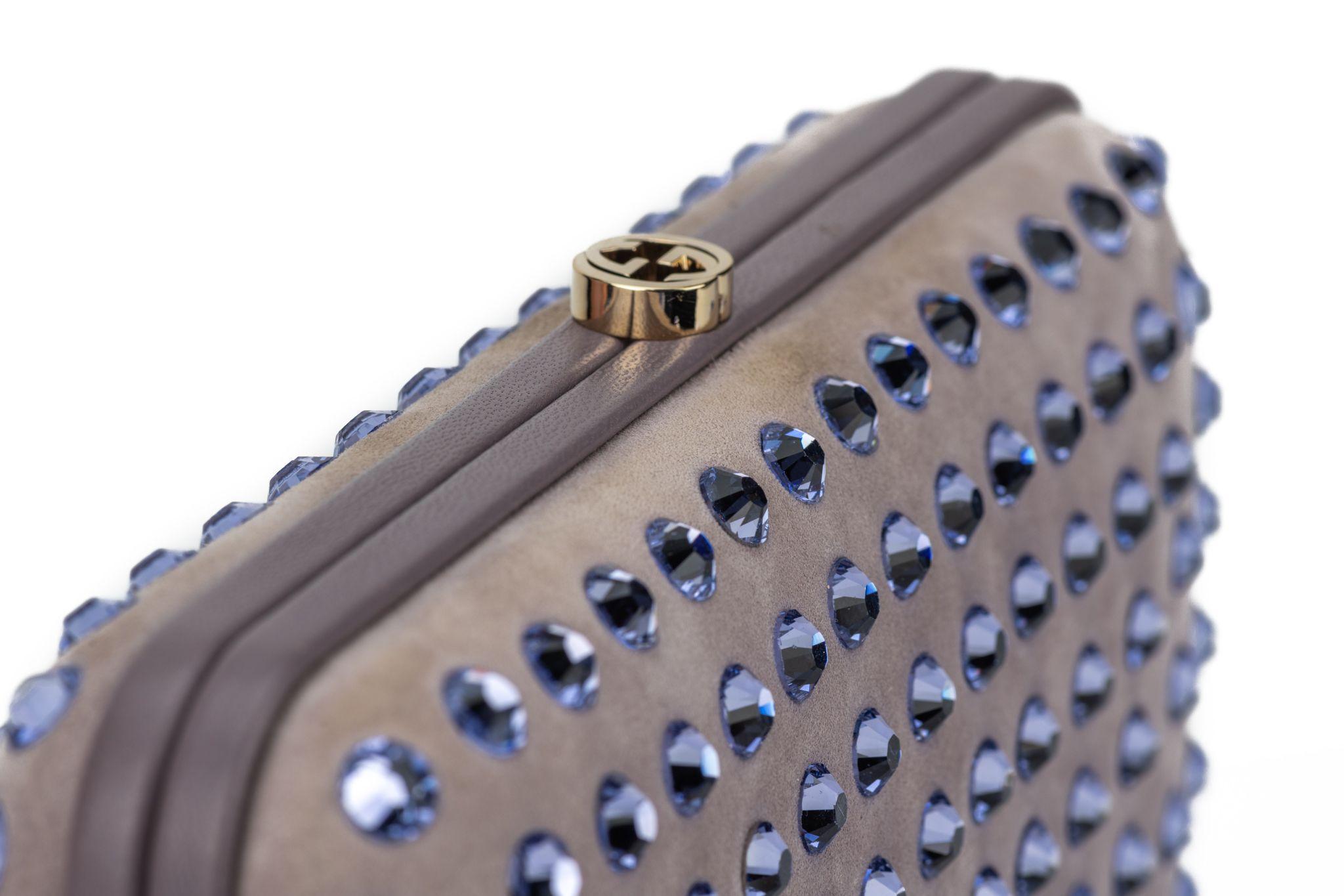 Gray Gucci Lilac Suede Bejeweled Evening Bag For Sale