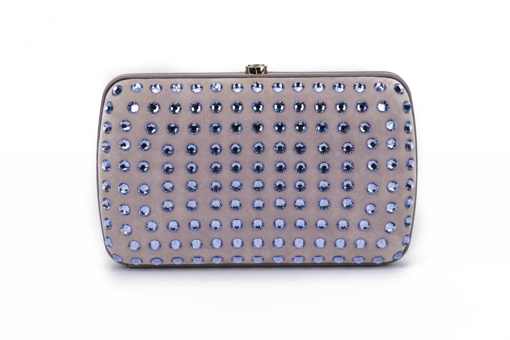 Women's Gucci Lilac Suede Bejeweled Evening Bag For Sale