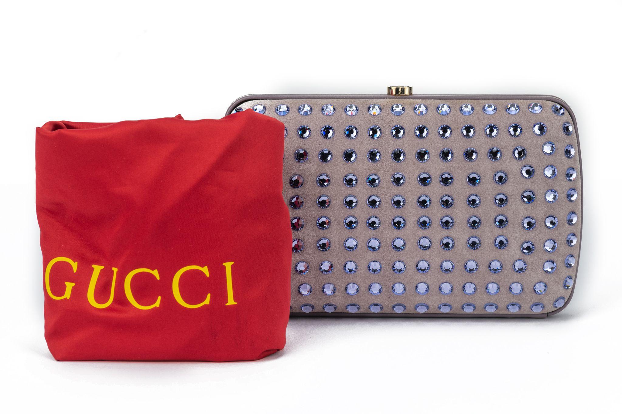 Gucci Lilac Suede Bejeweled Evening Bag For Sale 2