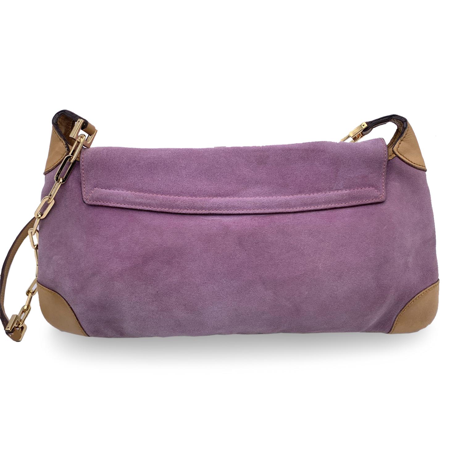Gucci Lilac Suede Tom Ford Tiger Head Shoulder Bag In Excellent Condition In Rome, Rome