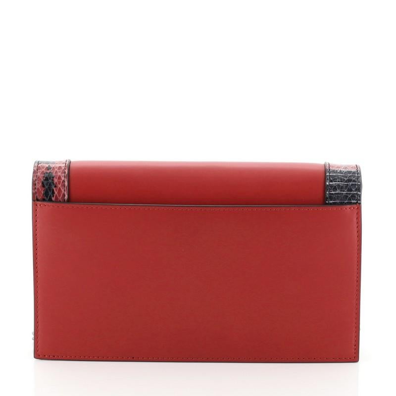 Red Gucci Lilith Flap Shoulder Bag Leather with Snakeskin Small