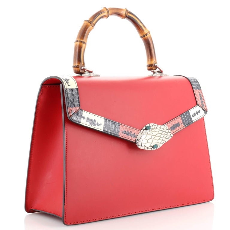 Gucci Lilith Top Handle Bag Leather with Snakeskin Small For Sale at 1stDibs