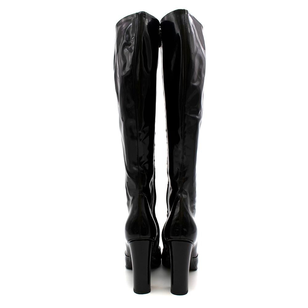 Gucci Lillian Horsebit Botas de tacón de charol negro 39.5 en Excelente estado para la venta en London, GB
