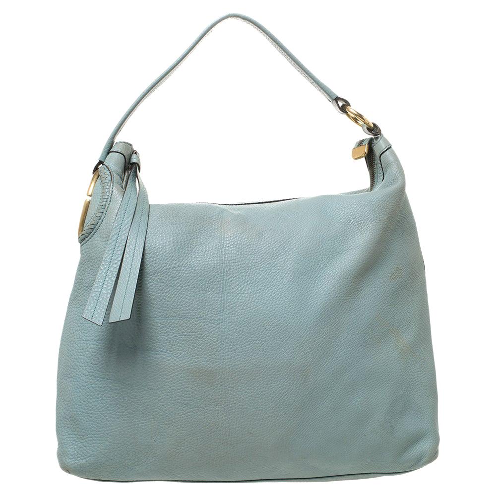 Gucci Lime Green Leather Twill Hobo