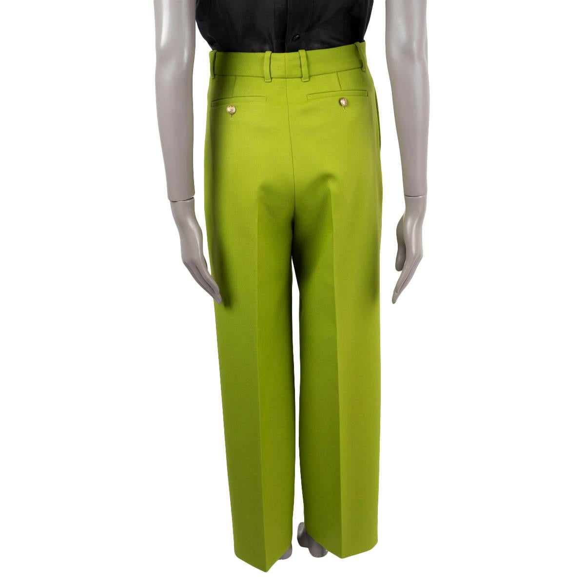 GUCCI lime green polyester 2020 DRILL HIGH WAISTED WIDE LEG Pants 40 S In Excellent Condition In Zürich, CH