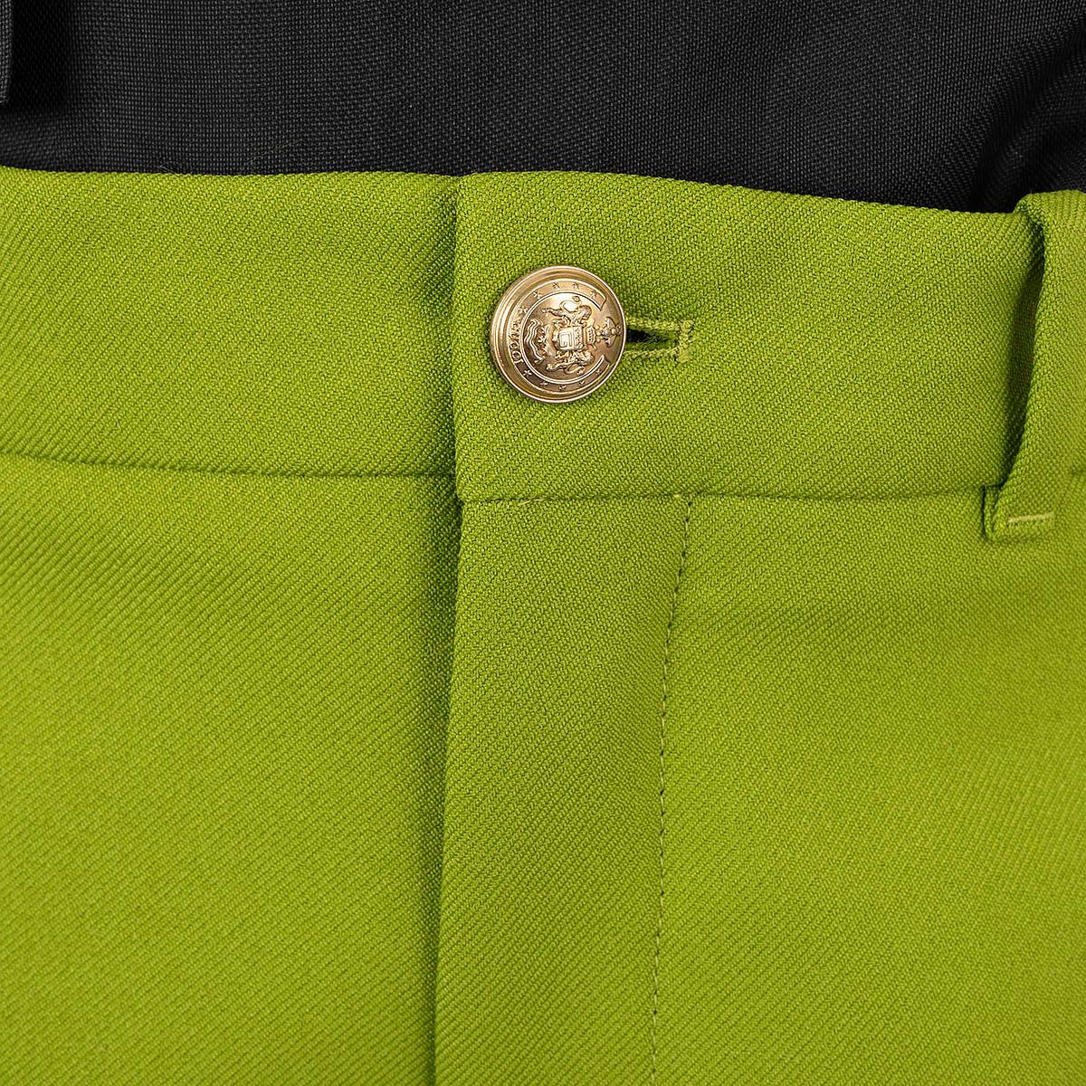 Women's GUCCI lime green polyester 2020 DRILL HIGH WAISTED WIDE LEG Pants 40 S