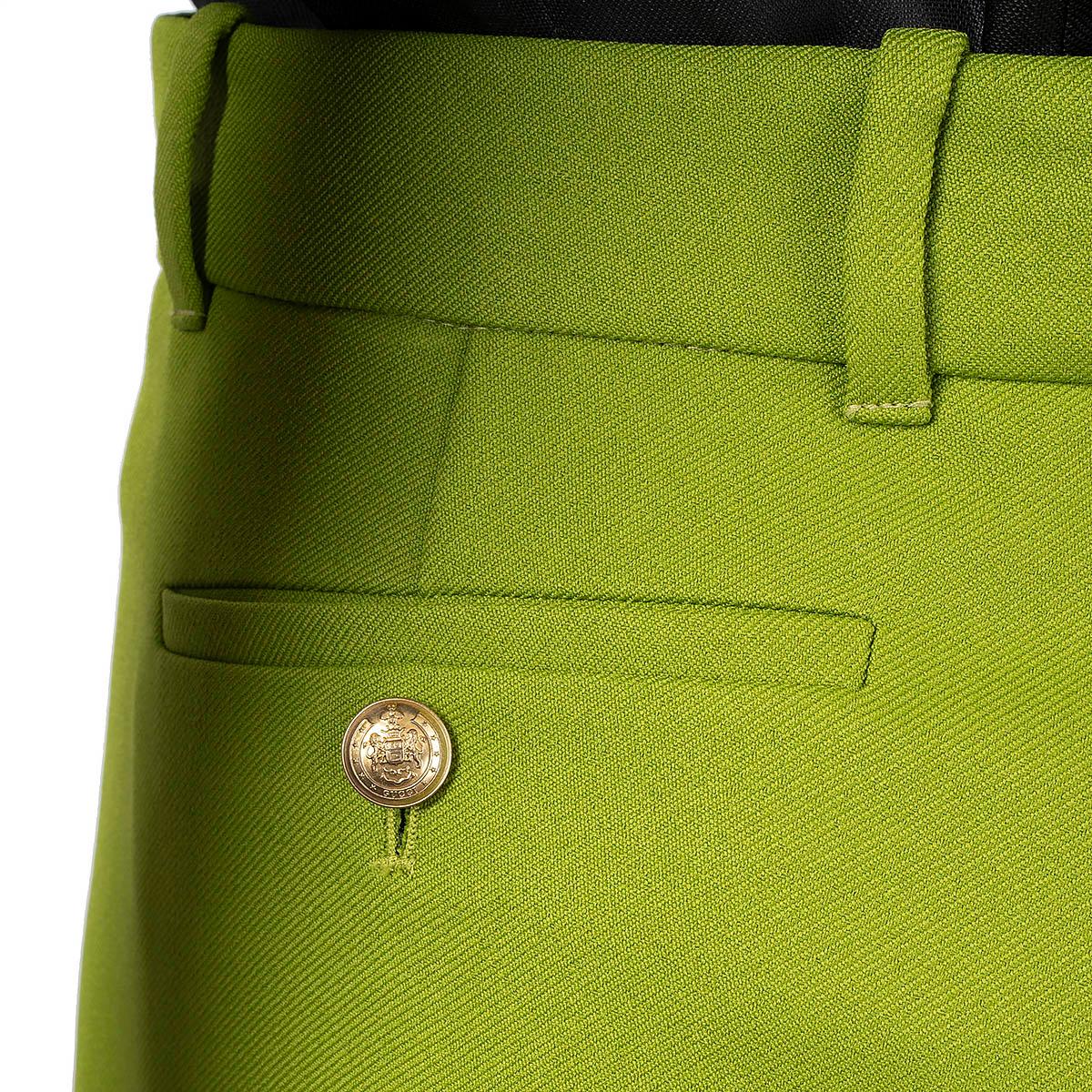 GUCCI lime green polyester 2020 DRILL HIGH WAISTED WIDE LEG Pants 40 S 1