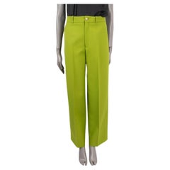 GUCCI lime green polyester 2020 DRILL HIGH WAISTED WIDE LEG Pants 40 S