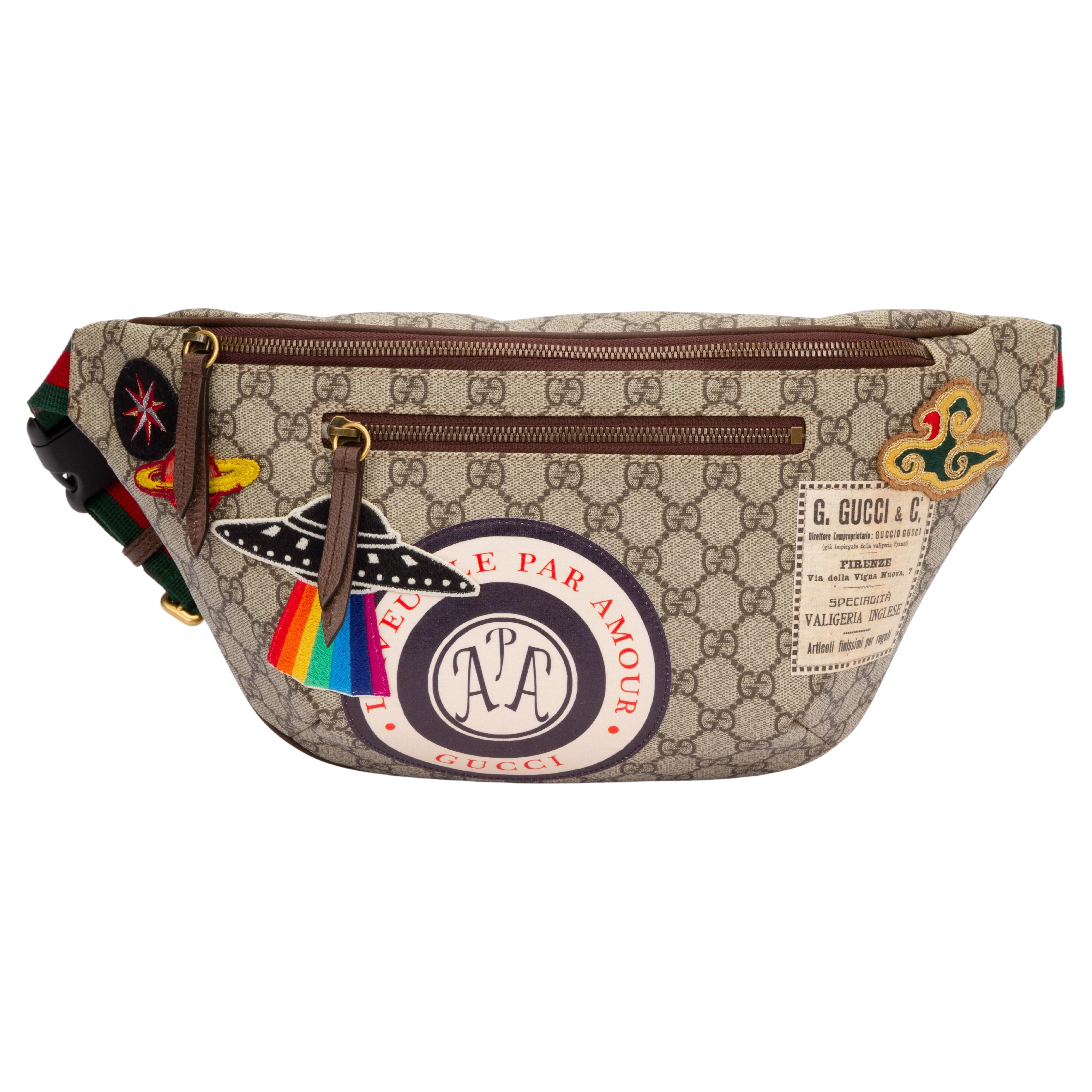 Gucci LIm.Ed Patches Monogram Fanny Pack at 1stDibs | $lim gucci, gucci  0466h 8402, gucci messenger bag patches