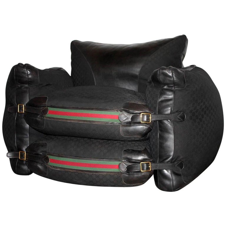Gucci Limited Edition Armchair Black Leather Monogram Canvas