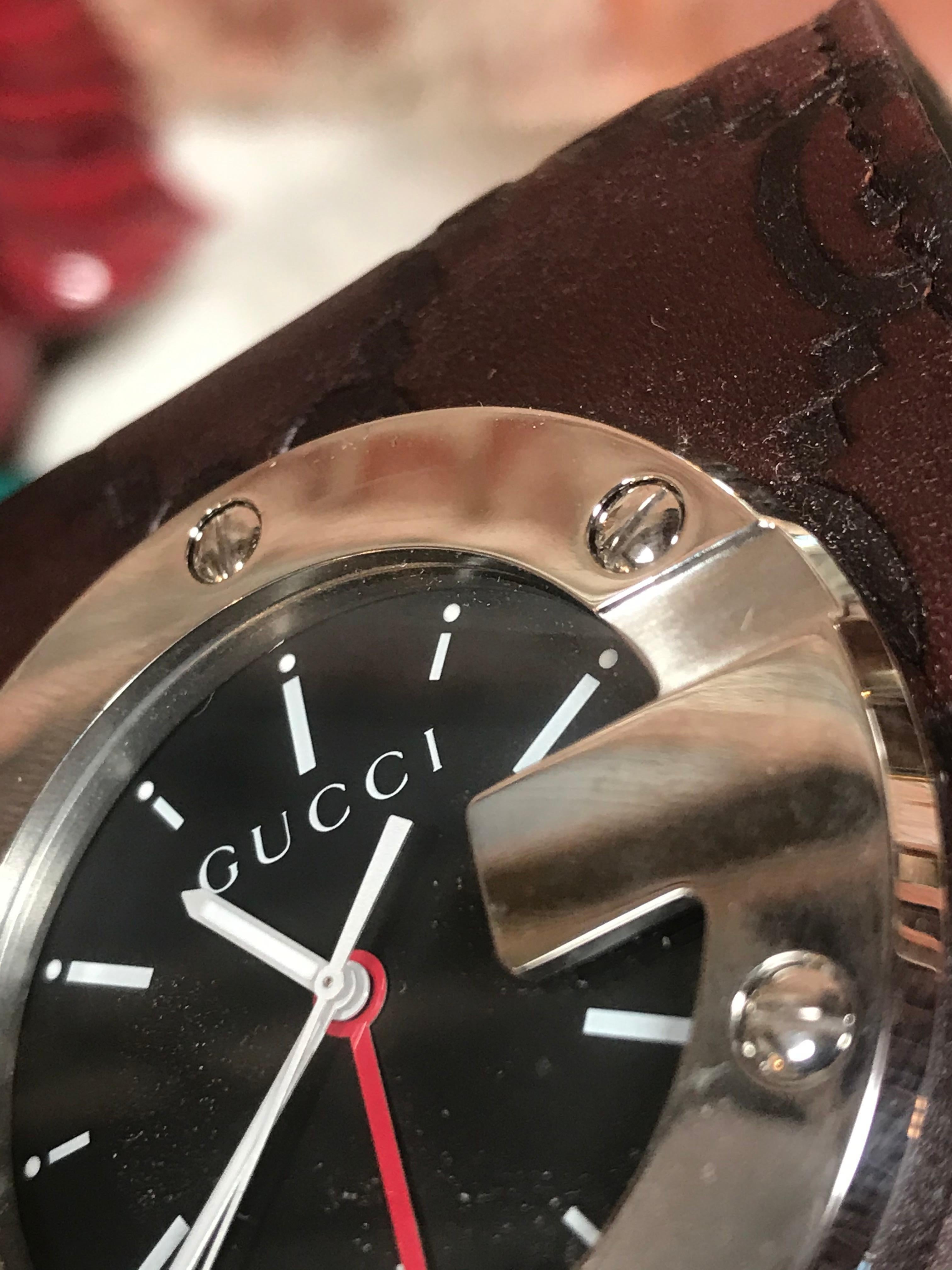 Réveil/montre de bureau Gucci Limited Edition Brown Travel:: Italie:: années 1980 3