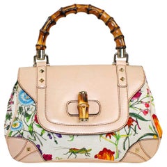 GUCCI Limited Edition Flora Print Canvas Hand Bag Bamboo Handle - MUSEUM PIECE