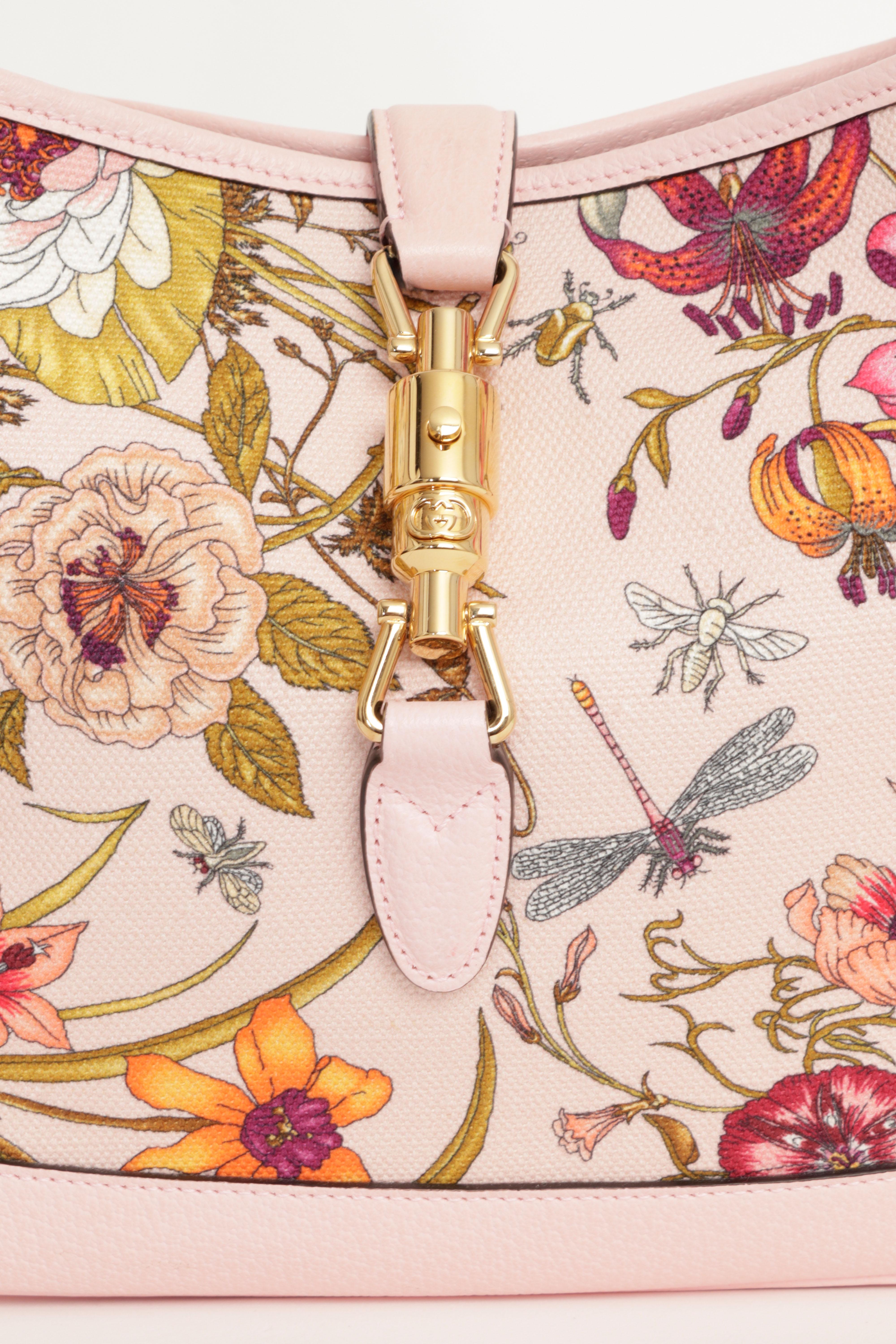 Gucci Limited Edition Jackie 1961 Bag Flora Canvas Pink Leather w/ Box Auth Card Bon état - En vente à London, GB