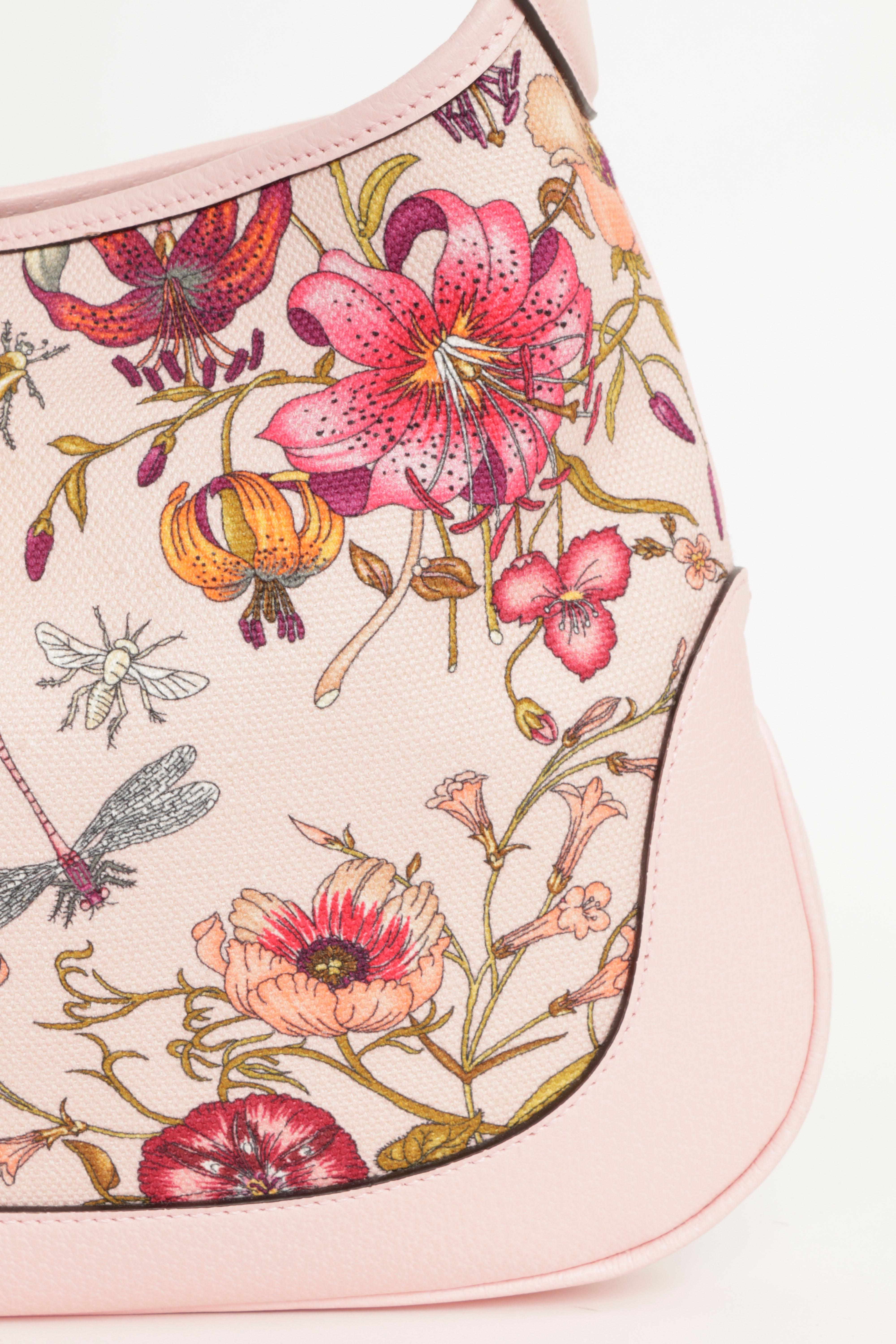 Gucci Limited Edition Jackie 1961 Bag Flora Canvas Pink Leather w/ Box Auth Card Pour femmes en vente