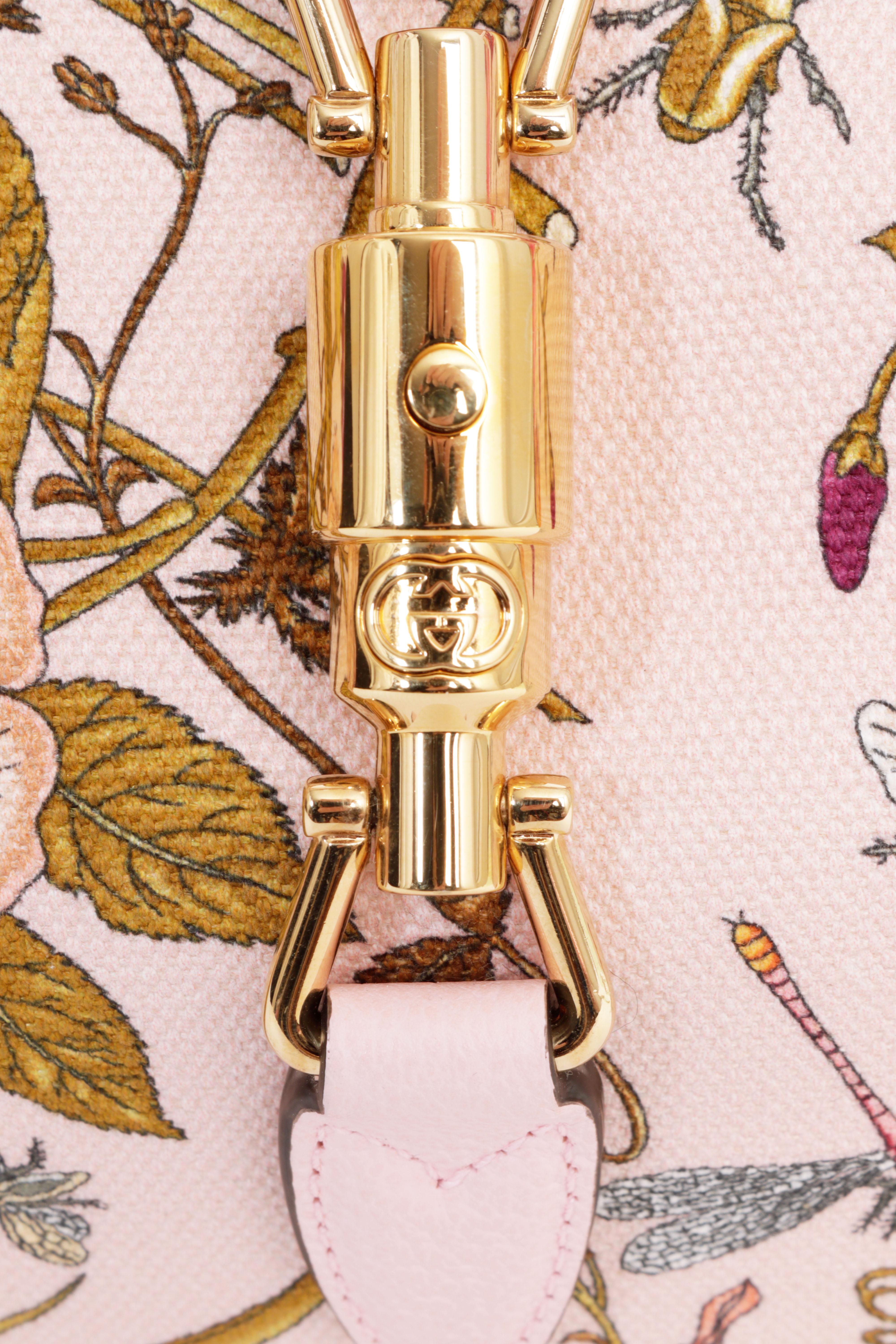 Gucci Limited Edition Jackie 1961 Bag Flora Canvas Pink Leather w/ Box Auth Card en vente 1
