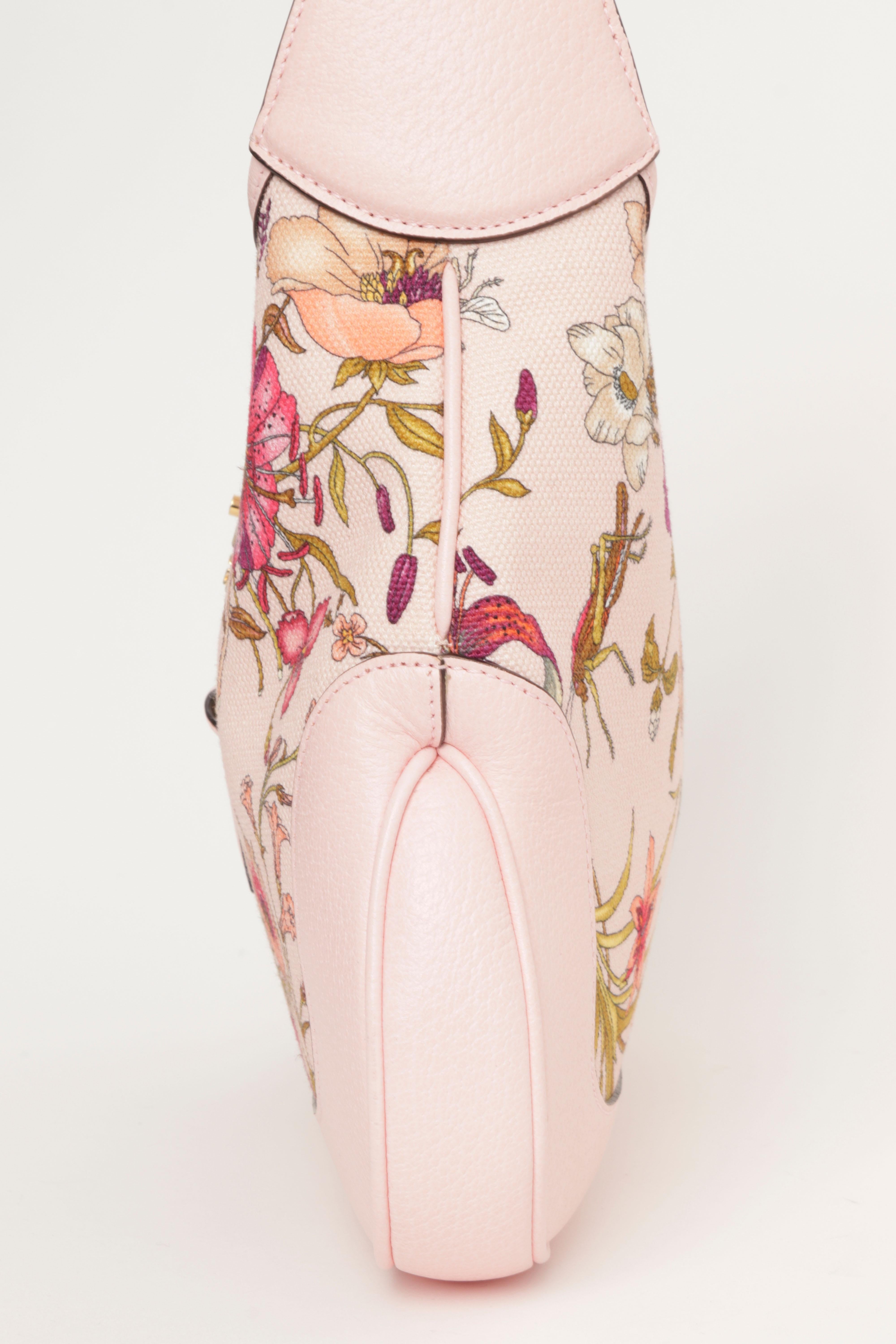 Gucci Limited Edition Jackie 1961 Bag Flora Canvas Pink Leather w/ Box Auth Card en vente 2