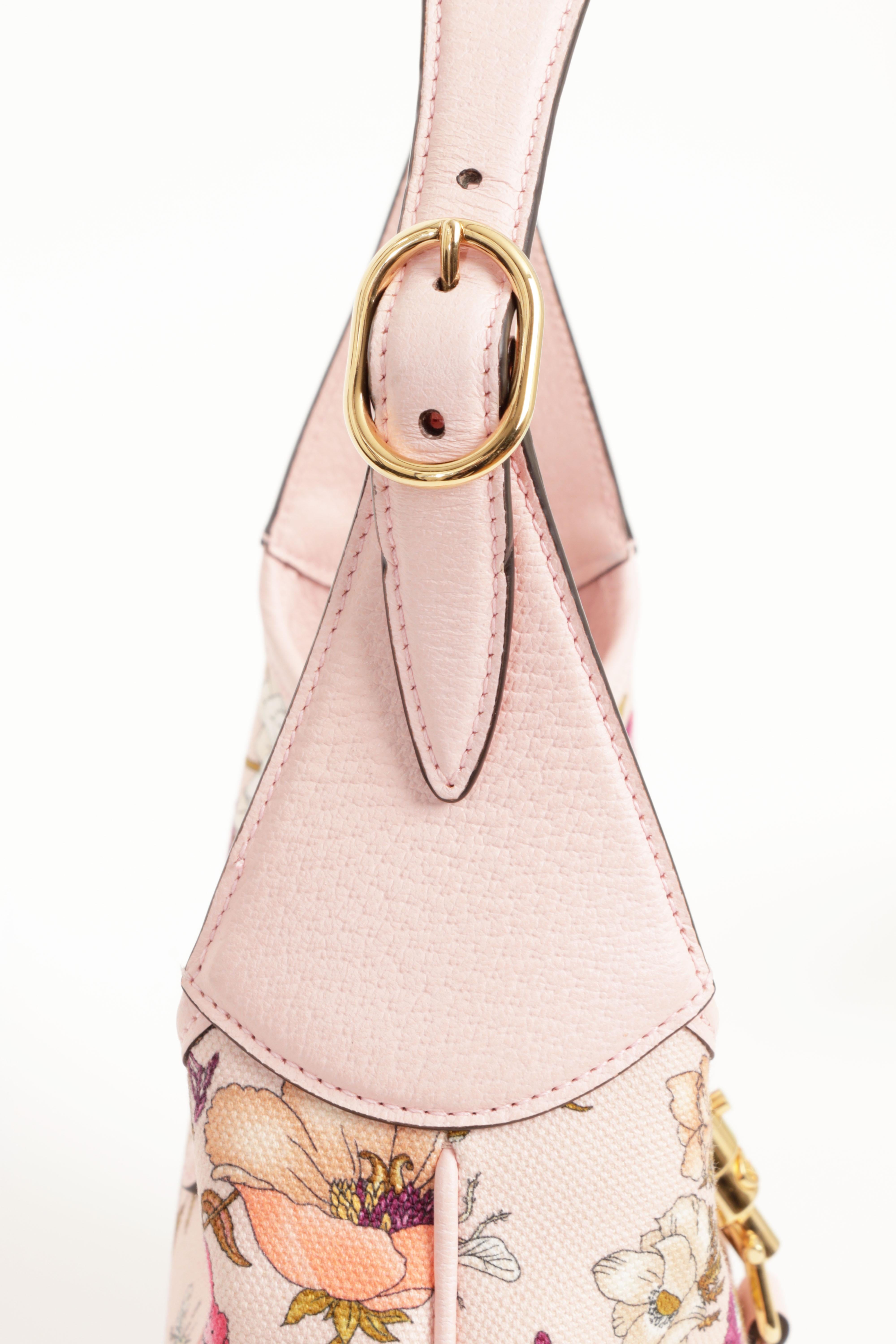Gucci Limited Edition Jackie 1961 Bag Flora Canvas Pink Leather w/ Box Auth Card en vente 3