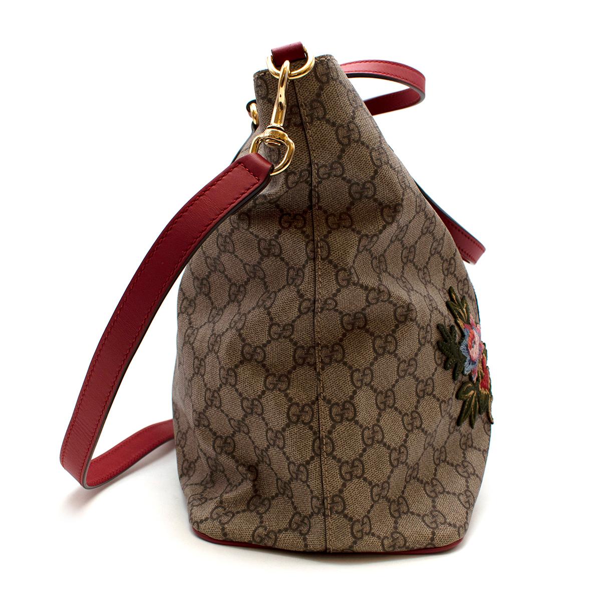 Gucci Limited Edition Red & Brown GG Monogram Canvas Shopper Bag In Good Condition In London, GB