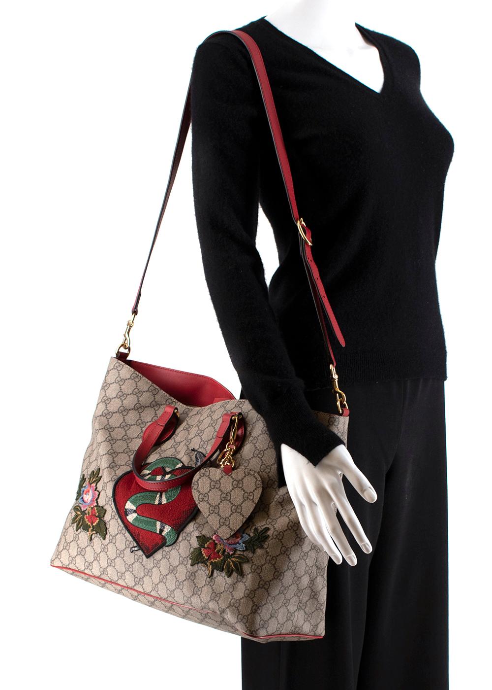 Gucci Limited Edition Red & Brown GG Monogram Canvas Shopper Bag 2