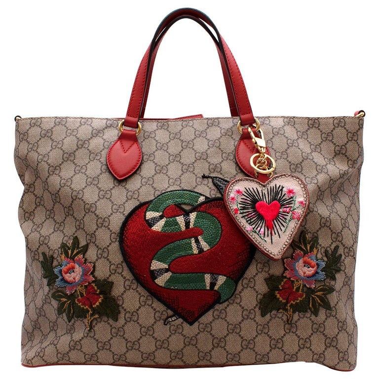Gucci Limited Edition Red and Brown GG Monogram Canvas Shopper Bag at ...