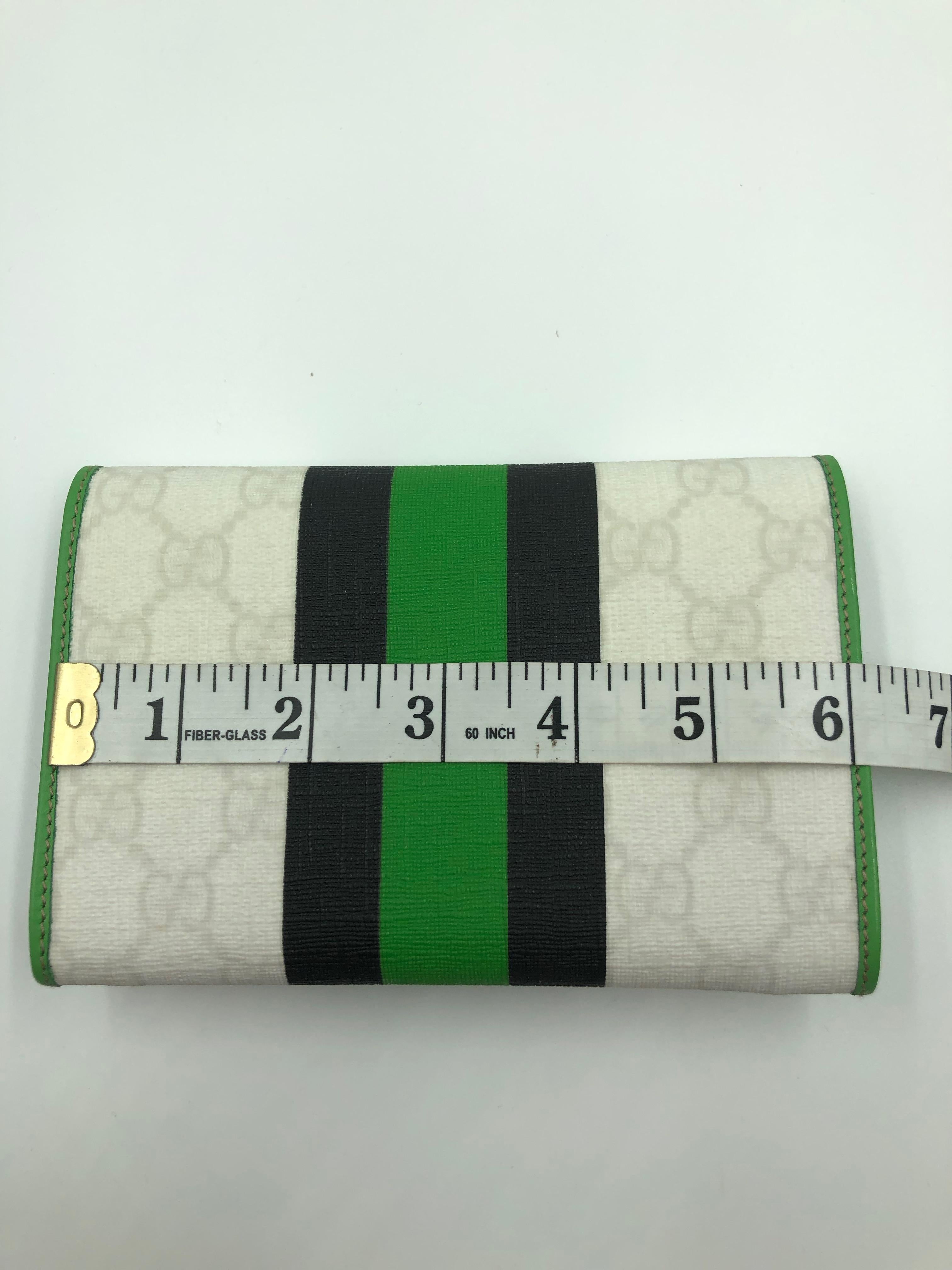 Gucci Limited Edition Wallet White GG Script Logo with Green & Black Stripe 4