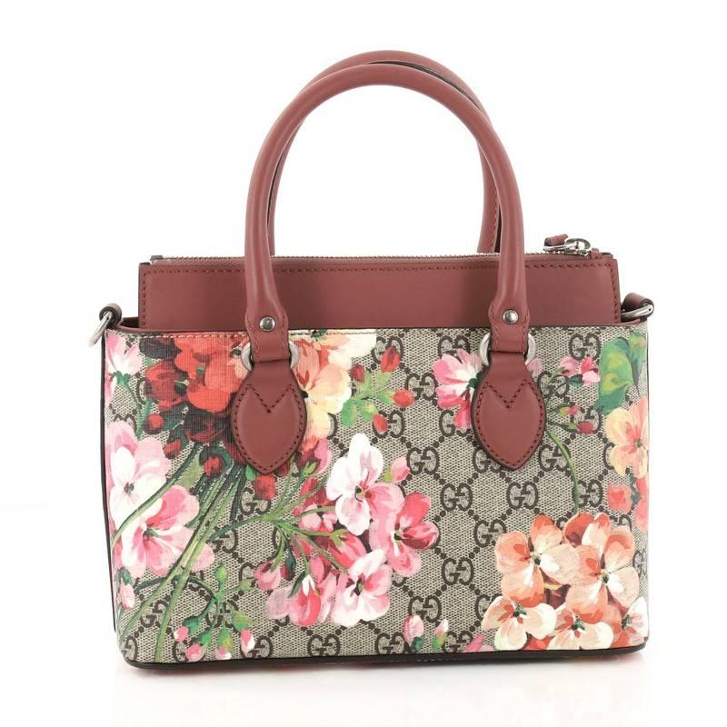 Gucci Linea A Convertible Tote Blooms Print GG Coated Canvas Mini In Good Condition In NY, NY