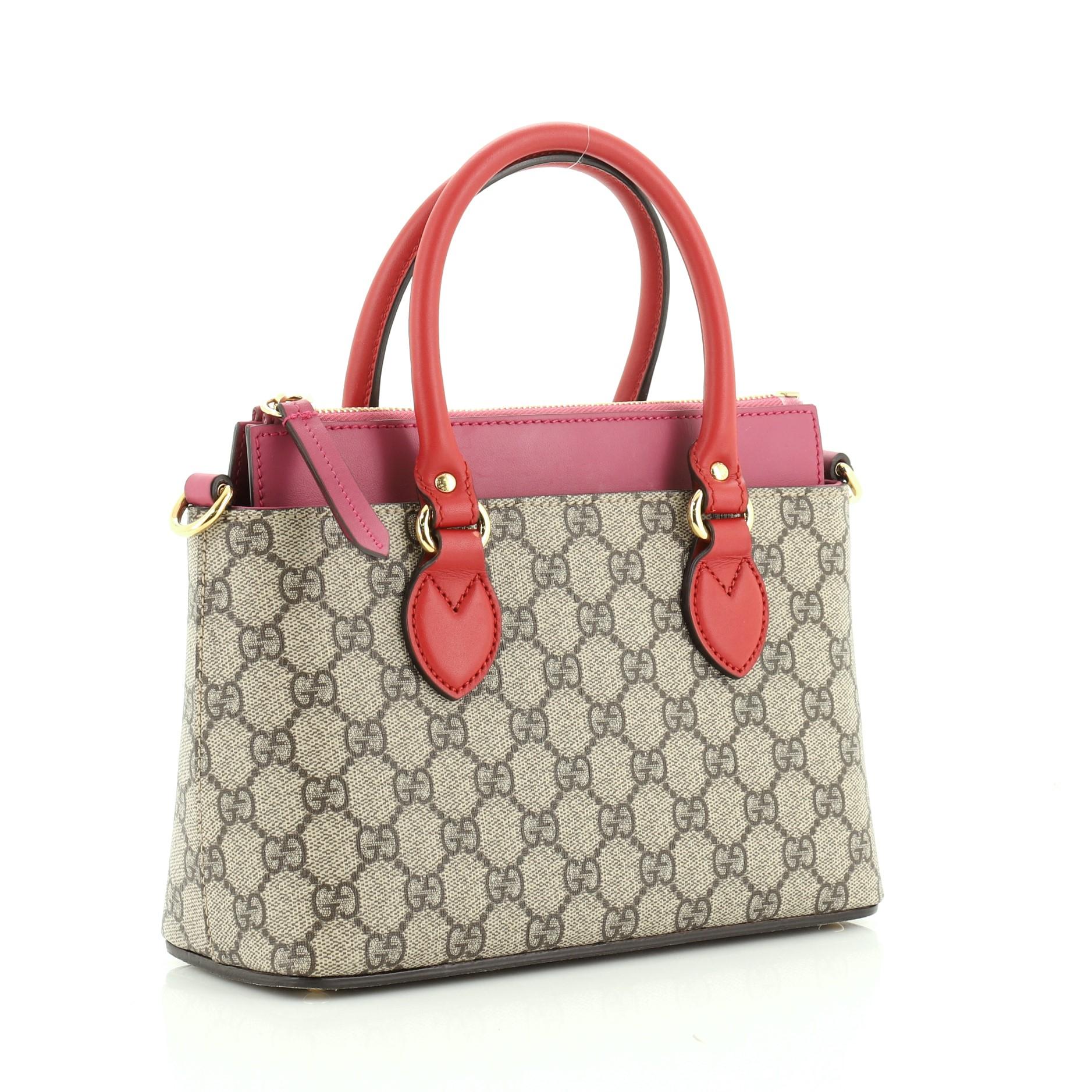 Brown Gucci Linea A Convertible Tote GG Coated Canvas Mini