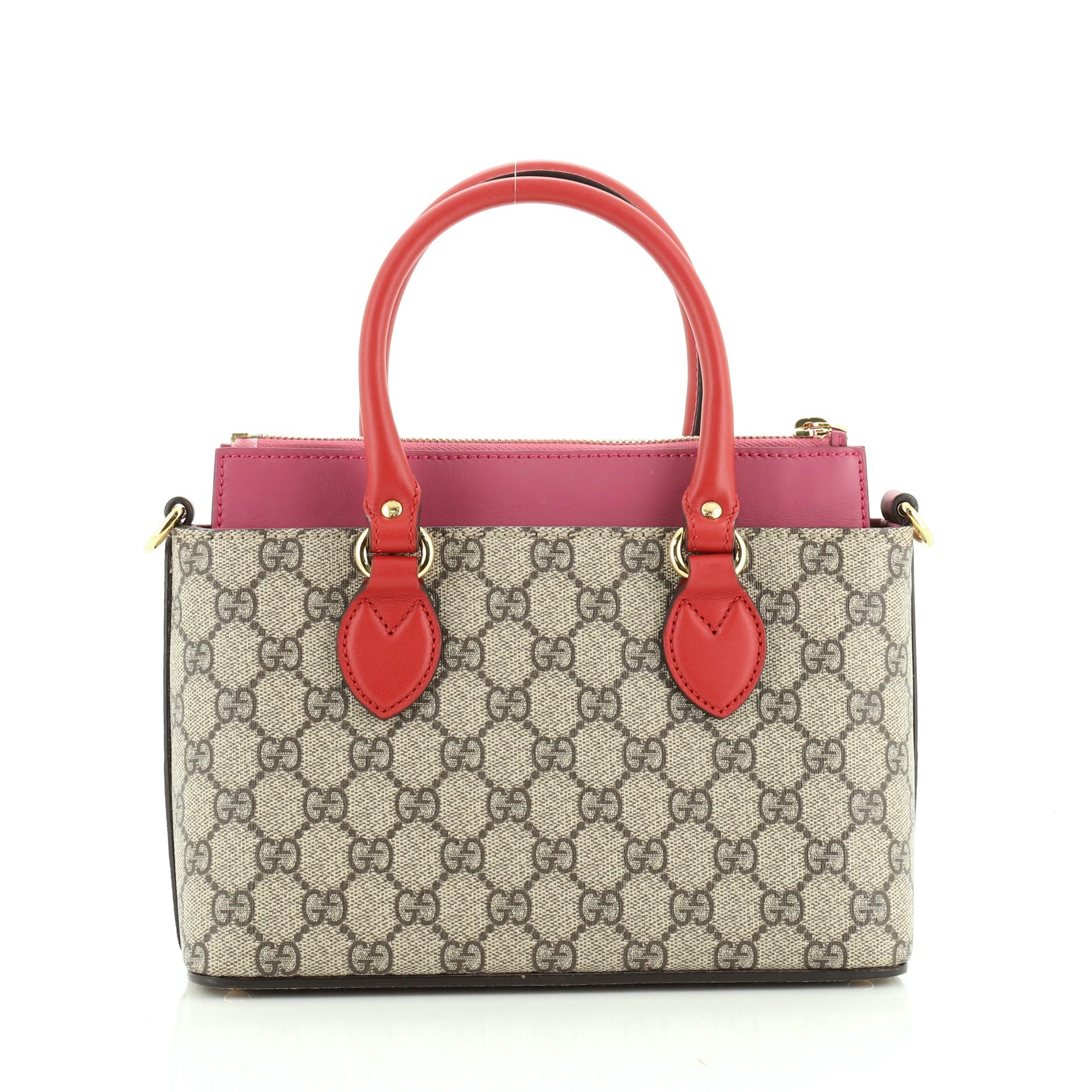 Gucci Linea A Convertible Tote GG Coated Canvas Mini In Good Condition In NY, NY