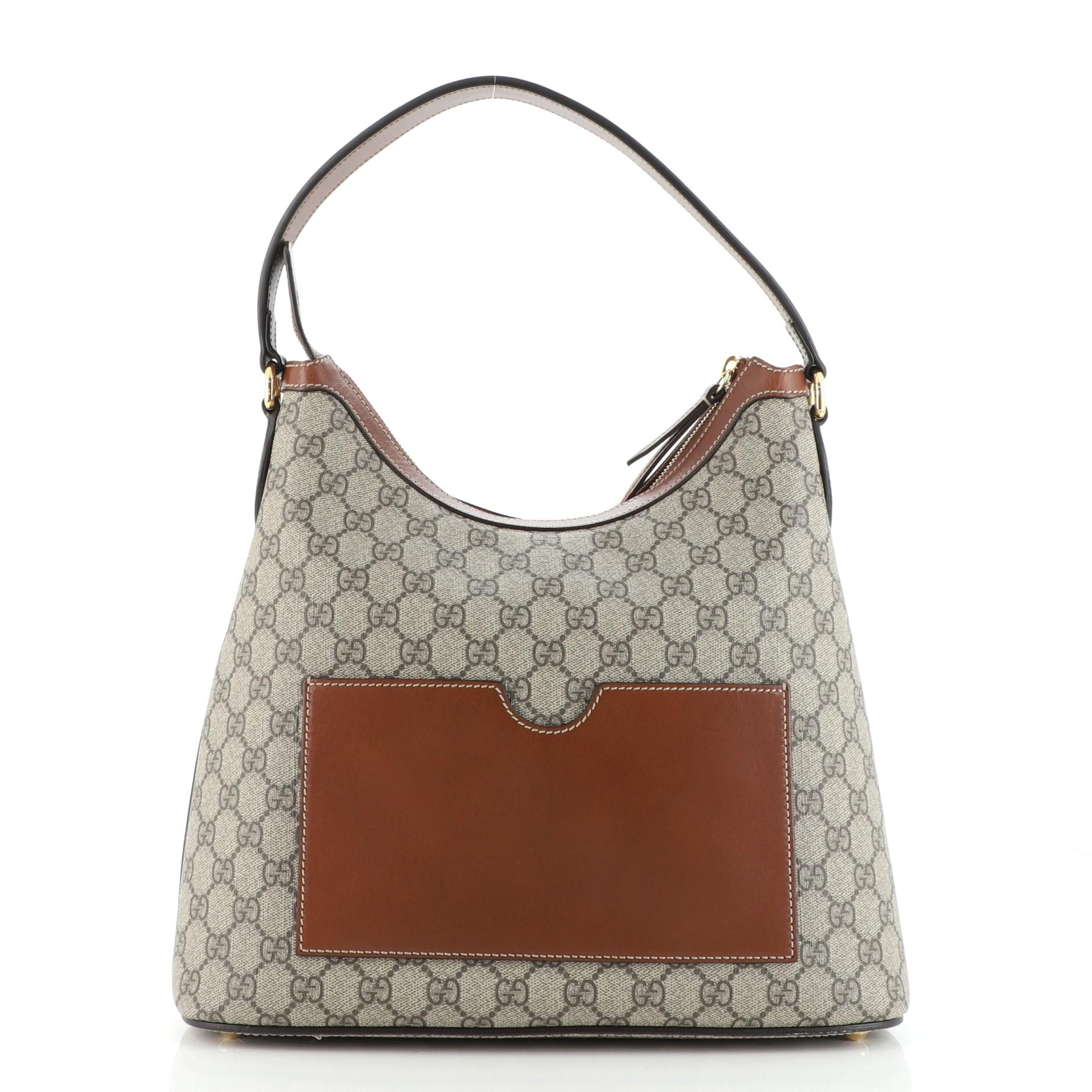 Gray Gucci Linea A Hobo GG Coated Canvas