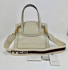 GUCCI Linea Medium Totem Web Stripped Yellow Butterfly Top Handle Bag