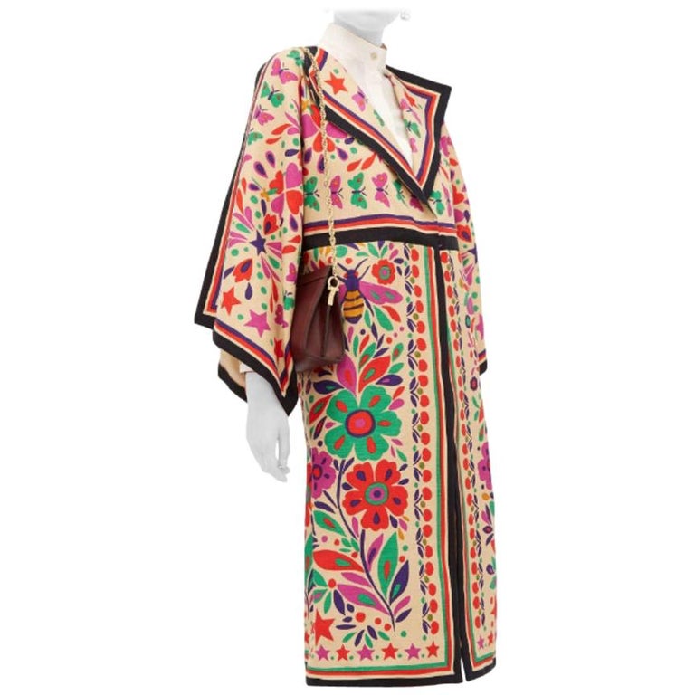 Gucci Linen Blend Paradise Print Eleanor Kimono Coat - Size Small For Sale  at 1stDibs | gucci print coat