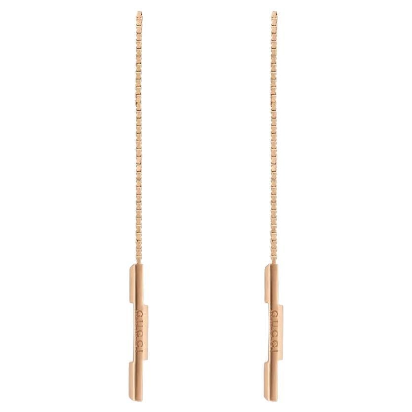 Gucci Link to Love 18 Carat Rose Gold Chain Earrings YBD662115002 For Sale