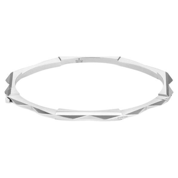 Gucci Link to Love 18 carat White Gold Studded Bangle YBA662253002 For Sale