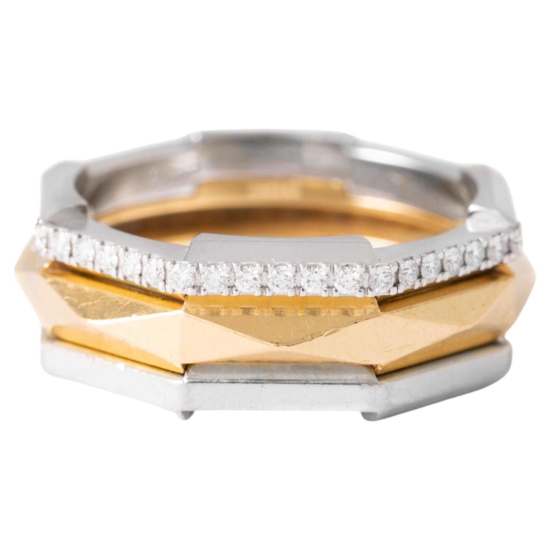 Gucci Link to Love Diamond 18K Gold Three Rings  For Sale
