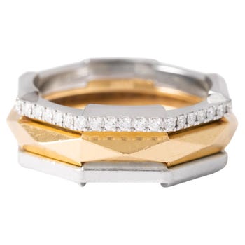 Gucci Link to Love Set of Three Diamond 18-Karat Gold Rings, ca. 2020