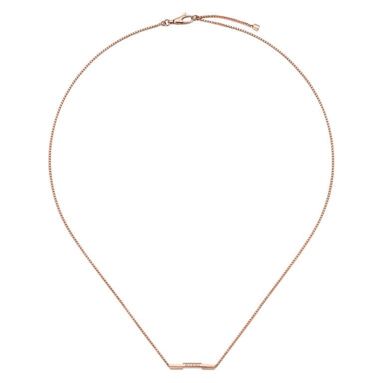 Gucci Link to Love Necklace with 'Gucci' Bar in Rose Gold YBB662108002 For Sale