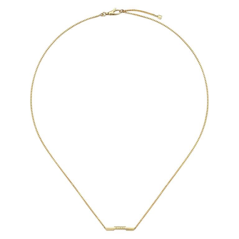 Gucci Link to Love Necklace with 'Gucci' Bar in Yellow Gold YBB662108001 For Sale