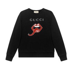 Gucci Lip and Logo-Print Cotton-Jersey Sweatshirt