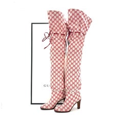 Gucci Lisa GG Monogram Slouch Thigh High Boots 37